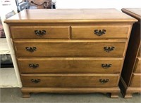 Solid Maple 5 Drawer Dresser with Metal Hardware