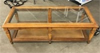 Wooden Coffee Table with Beveled Glass Inserts