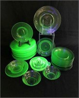 Selection of Vintage Vaseline Glass