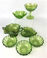 Assortment of Vintage Green Glassware