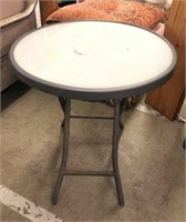 Metal Folding Patio Table with Glass Top