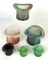 Vintage Daisy & Button Glass Top Hats