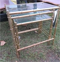 3 brass & glass nesting tables