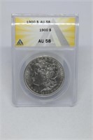 1900 Morgan Dollar AU58