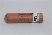1941-1958-d Roll of Wheat Cents (1 of Each)