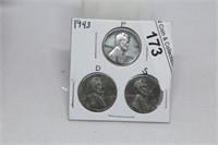 1943 Set of Steel Pennies p,d,s