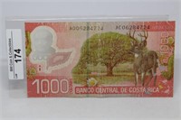 1000 Colones Note Costa Rico