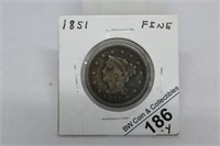 1851 Large Cent - F