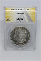 1878-s Morgan Silver Dollar MS62 PL - Beautiful