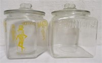 2 Planters glass counter display jars