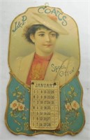 J. & P. Coats 1893 Calendar Cardboard