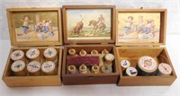 Lot of 3 Wooden Clarks Thread Boxes