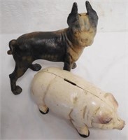 Contemporary Iron Doorstop Dog / Piggy Bank