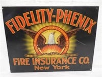 Fidelity Phenix metal advertising sign