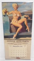 Pioneer Auto Parts Dec. 1961 calendar