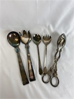 Lot of five silver plate serving pieces