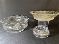 Lot Of Three Heisey Crystal Glass Bowls