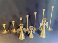 Lots of 10 brass candleholders