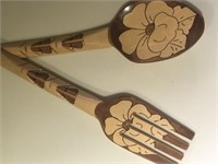 Cute wooden decorative fork & spoon