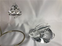 Austrian Crystal Prisms And Glass Bunny