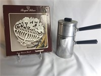 Vintage Aluminum Coffee Pot And Silver Plated