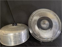 Vintage Aluminum Cake Cover w/ Glass Cake Plate
