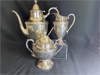 Lot of 3 Silver plated Coffee pot,  sugar and