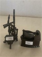 Miniature Items - Vintage Iron & Spinniung Wheel
