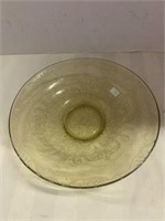 Vaseline Depression Glass Bowl - Drapery Design