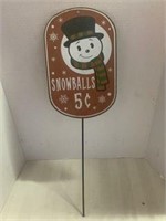 Metal Holiday / Seasonal Sign - Snoballs 5-Cents