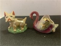 (2) "Different" Mini Planters - Cat & Swan