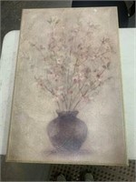 Framed Wall Art-Floral Design w/ Brown Flower Pot