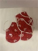 (4) Doll Aprons - Red w/ Piano's