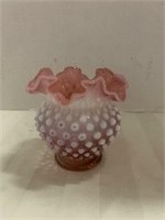 Opalescent Pink / White Vase