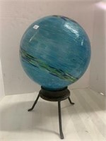 Glass Gazing Ball on Stand (Blue)