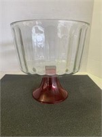 Glass Fruit Bowl - Clear Top w/ Red Base