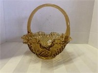 Glass Handled Basket - Gold w/ Fluted Edge