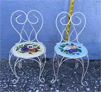 Pair of miniature wrought-iron bistro chairs