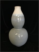 15” Grey & White Double Gourd Form Vase
