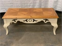 Wood-Top Coffee Table w/ Ornate Lags