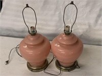 (2) Table Lamps - Pink Glass