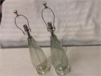 (2) Tabnle Lamps - Tinted Green/Clear Glass