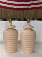 (2) Table Lamps - Pink Pottery Design