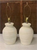 (2) Table Lamps - White Pottery Design