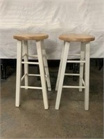 Bar Stool - Wood Seat w/ White Legs