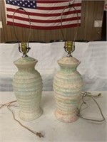 (2) Table Lamps - Multi-Colored Pottery Design