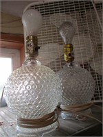 Pr of bubble glass bedside lamps