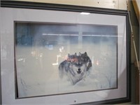 Framed wolf print