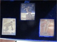 1976 3pc sterling Olympic stamp set