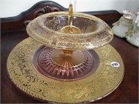 Decorative bowl w/ ladle & tray
